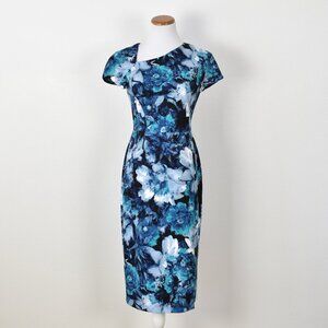 Maggy London Floral Sheath Asymmetric Midi Dress - 6